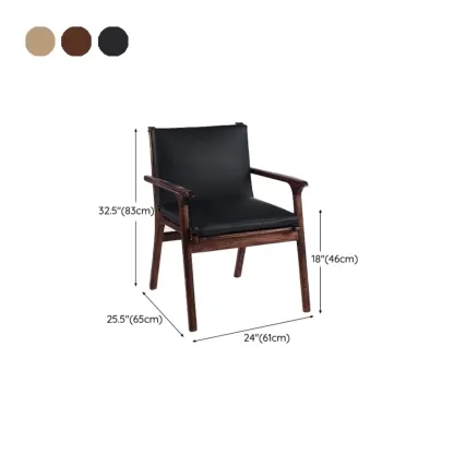 Scandinavian Faux Leather Wood Square Arm Accent Chair Image - 18
