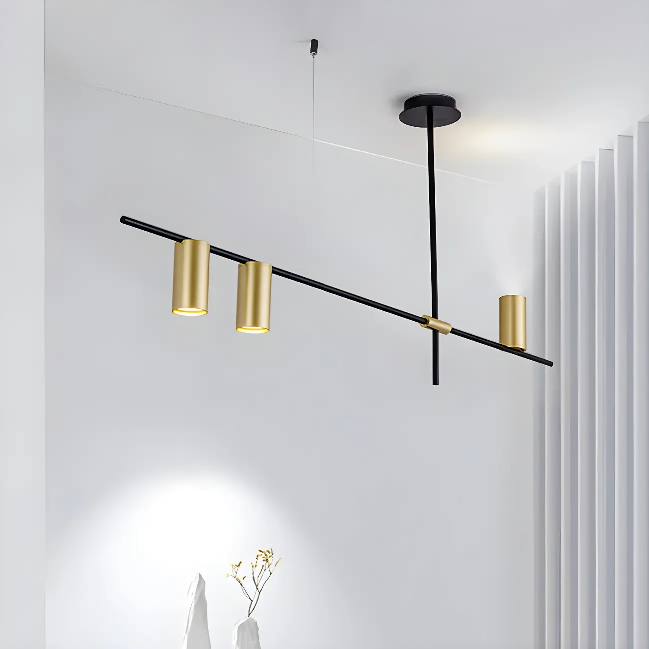 Black Linear Gold Metal Modern Chandelier Light Image - 2 | homeyfad
