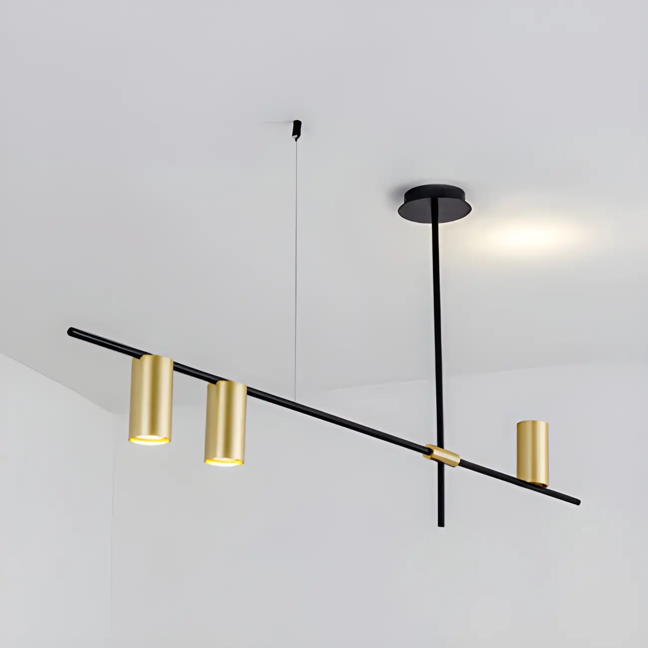 Black Linear Gold Metal Modern Chandelier Light Image - 3 | homeyfad