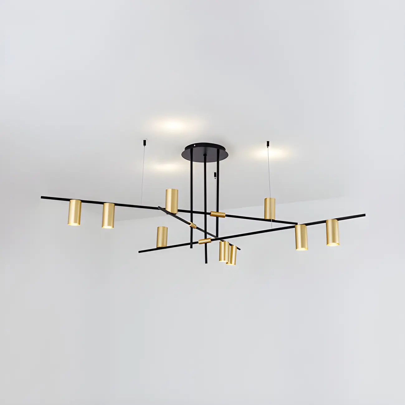 Black Linear Gold Metal Modern Chandelier Light Image - 6 | homeyfad