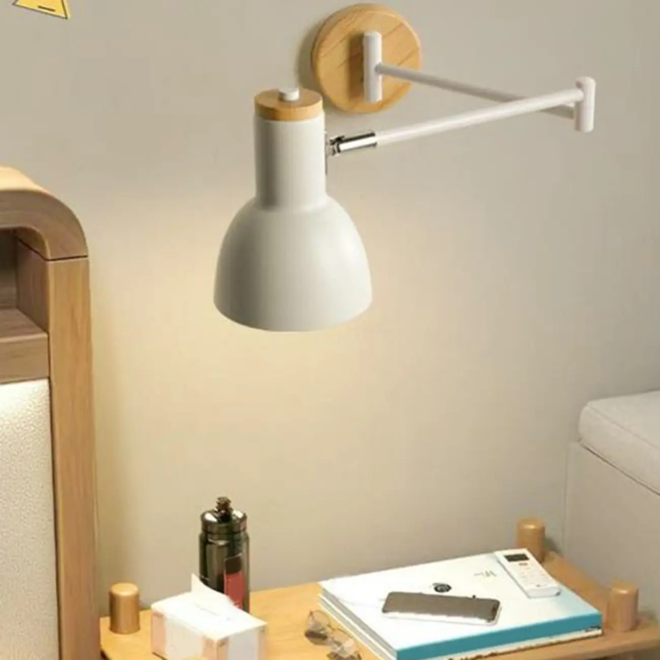 Modern White Adjustable Swing Arm Wall Light Image - 3 | homeyfad
