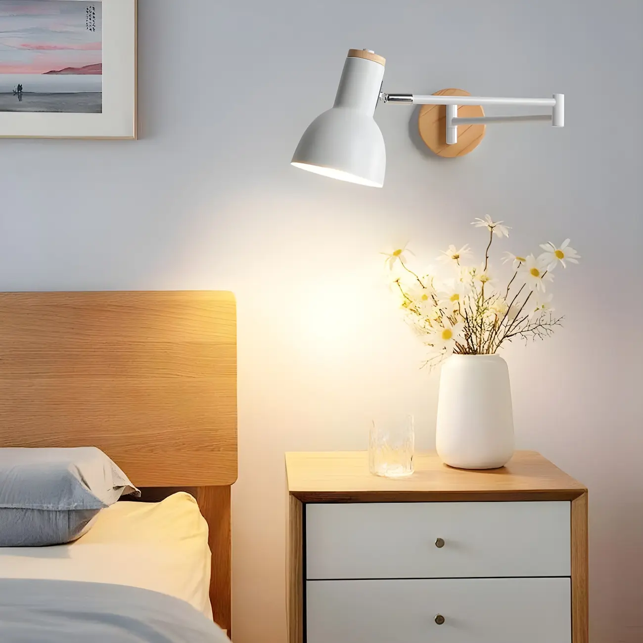 Modern White Adjustable Swing Arm Wall Light Image - 2 | homeyfad