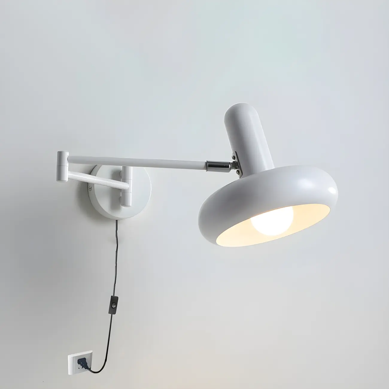 Modern White Adjustable Swing Arm Wall Light Image - 7 | homeyfad