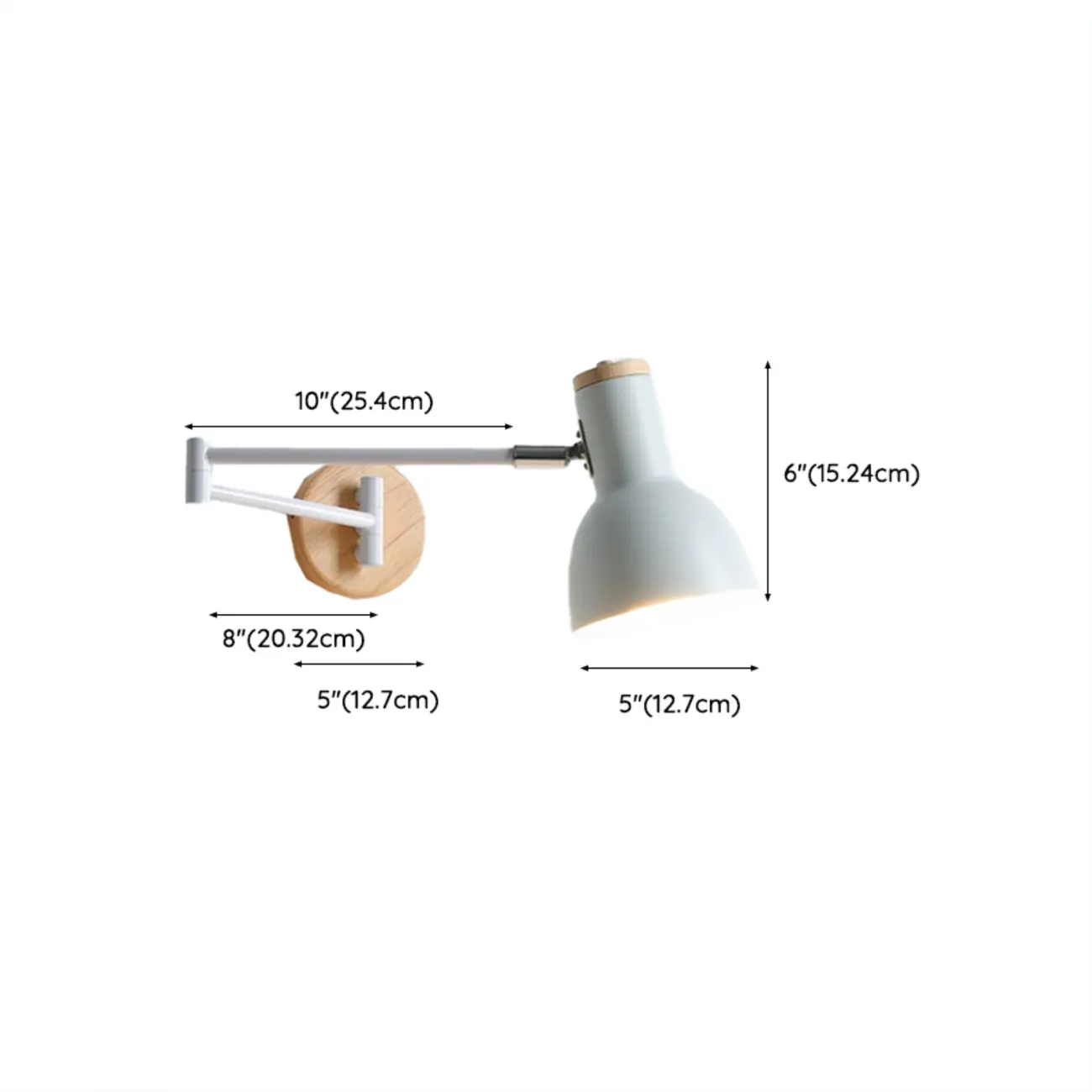 Modern White Adjustable Swing Arm Wall Light #size