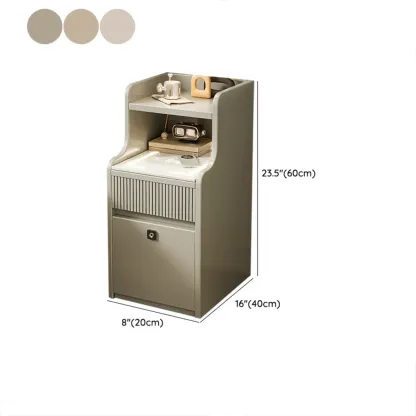 Smart Versatile White Wood Nightstand with Fingerprint Lock #size