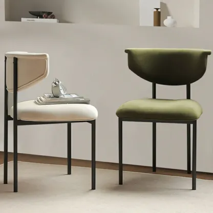 Upholstered Metal Legs Open Back Dining Chair