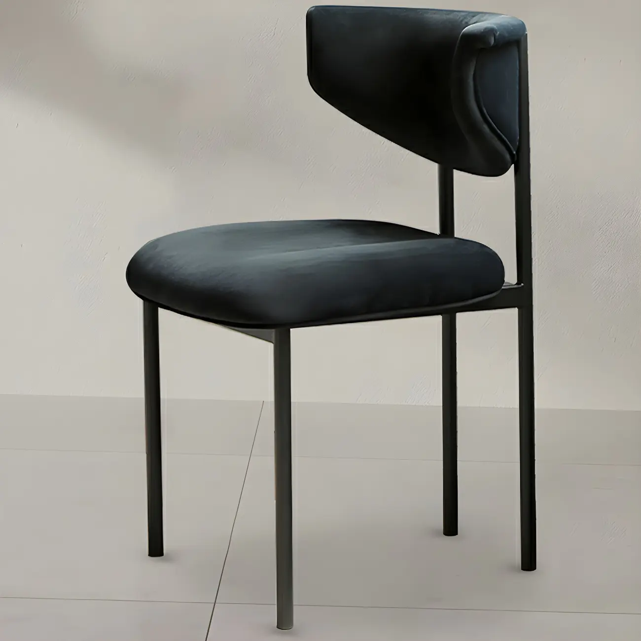 Upholstered Metal Legs Open Back Dining Chair Image - 5 | homeyfad