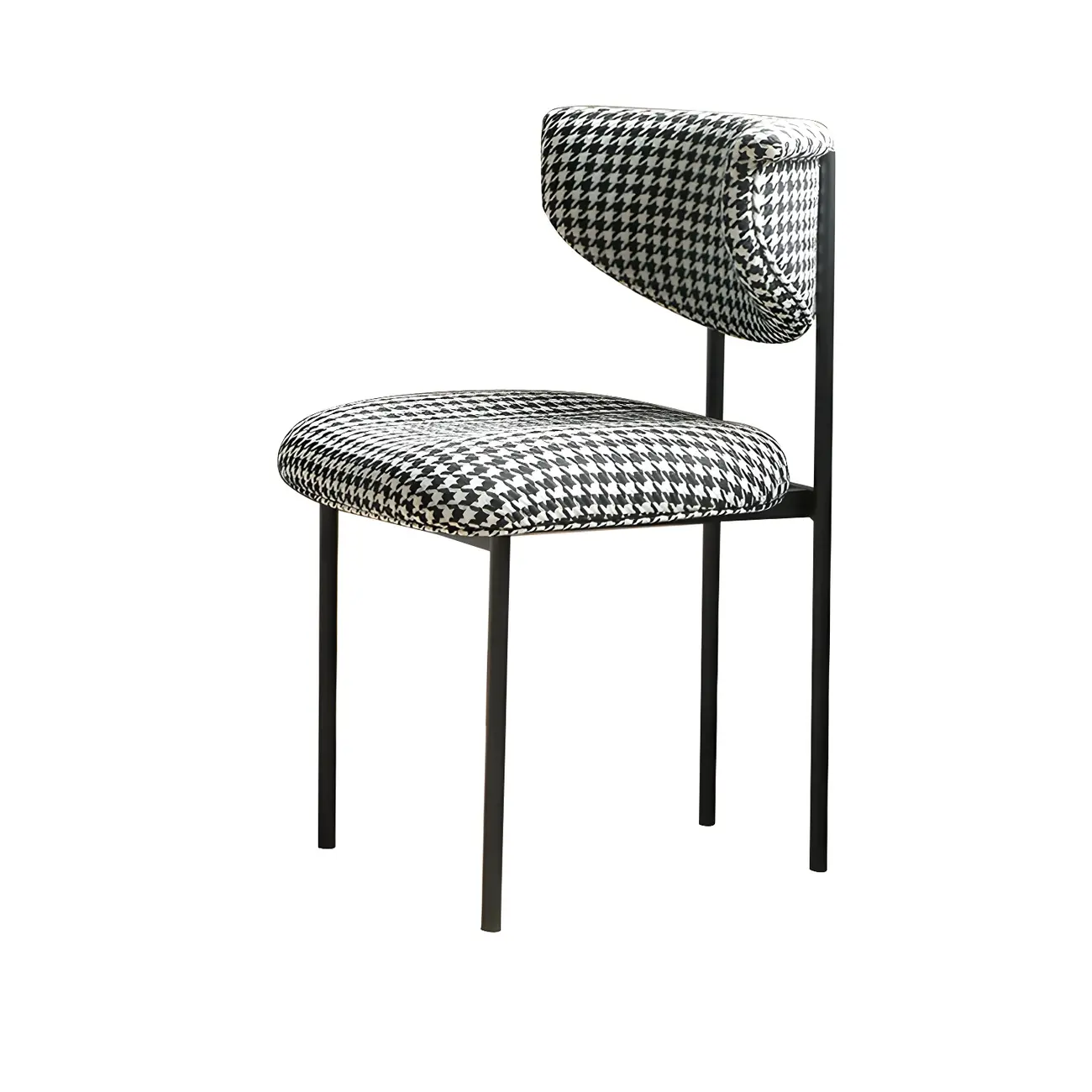 Upholstered Metal Legs Open Back Dining Chair Image - 8 | homeyfad