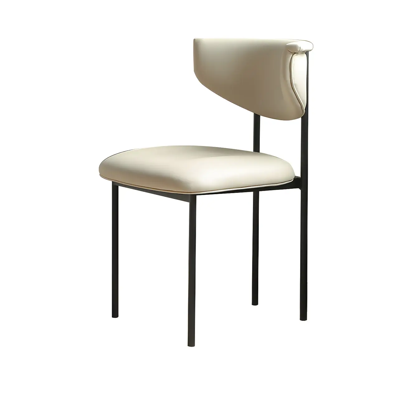 Upholstered Metal Legs Open Back Dining Chair Image - 9 | homeyfad