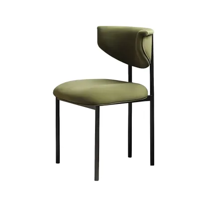 Upholstered Metal Legs Open Back Dining Chair Image - 10