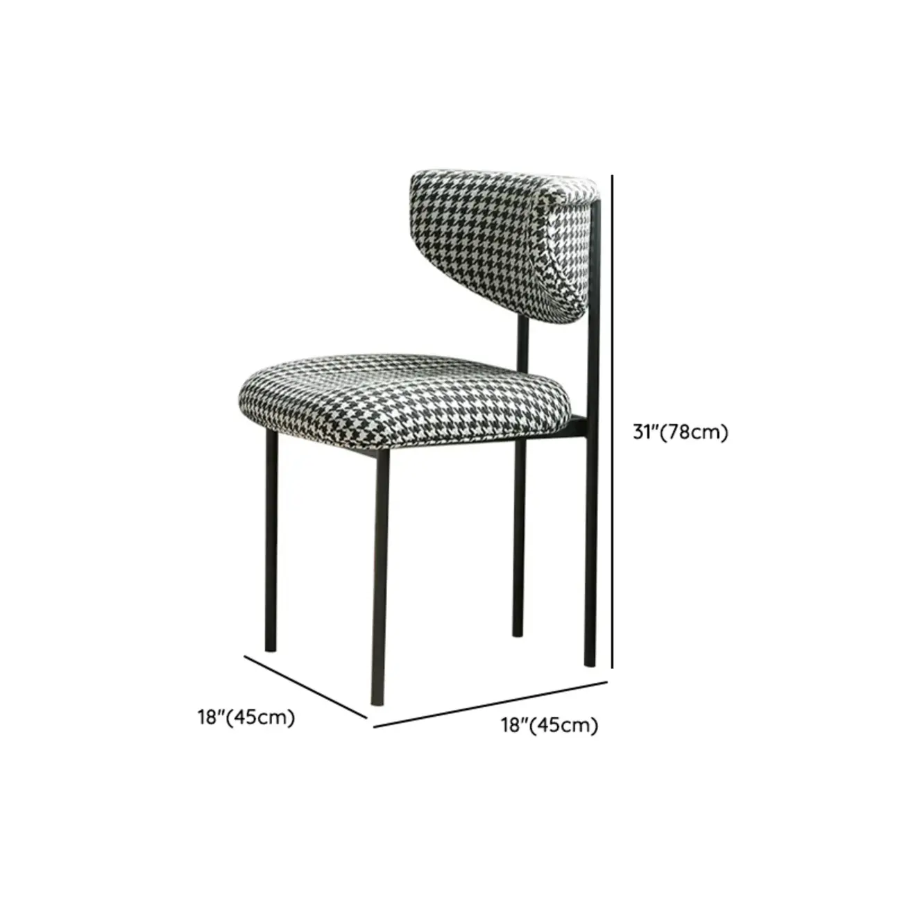 Upholstered Metal Legs Open Back Dining Chair Image - 16 | homeyfad