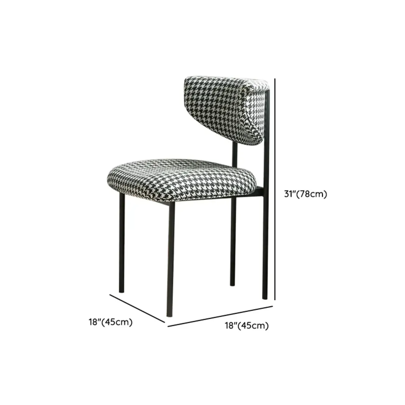 Upholstered Metal Legs Open Back Dining Chair Image - 16