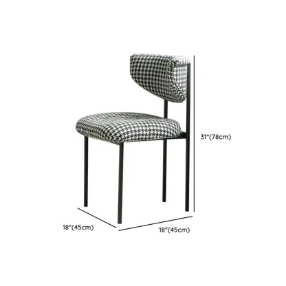 Upholstered Metal Legs Open Back Dining Chair Image - 16