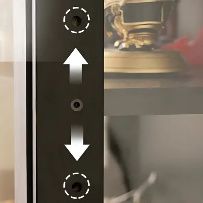 Modern Black Bamboo Adjustable Shelves Glass Display Cabinet  Image - 10