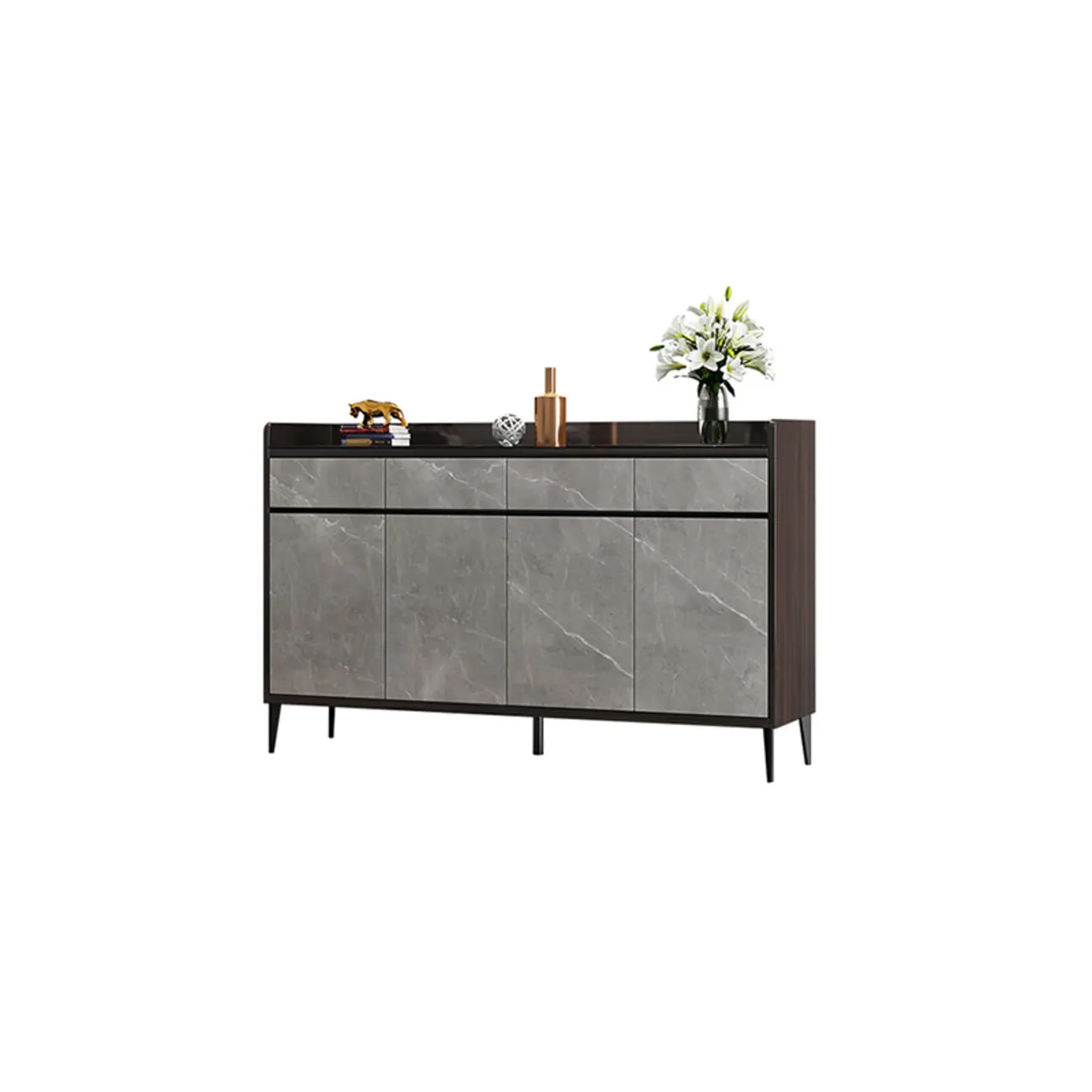 Modern Grey Wooden Shoe Cabinet Display Top Storage Image - 9 | homeyfad