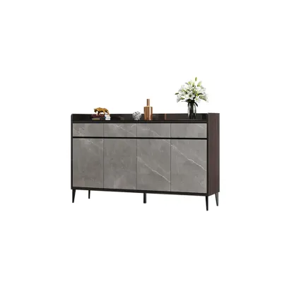 Modern Grey Wooden Shoe Cabinet Display Top Storage Image - 9