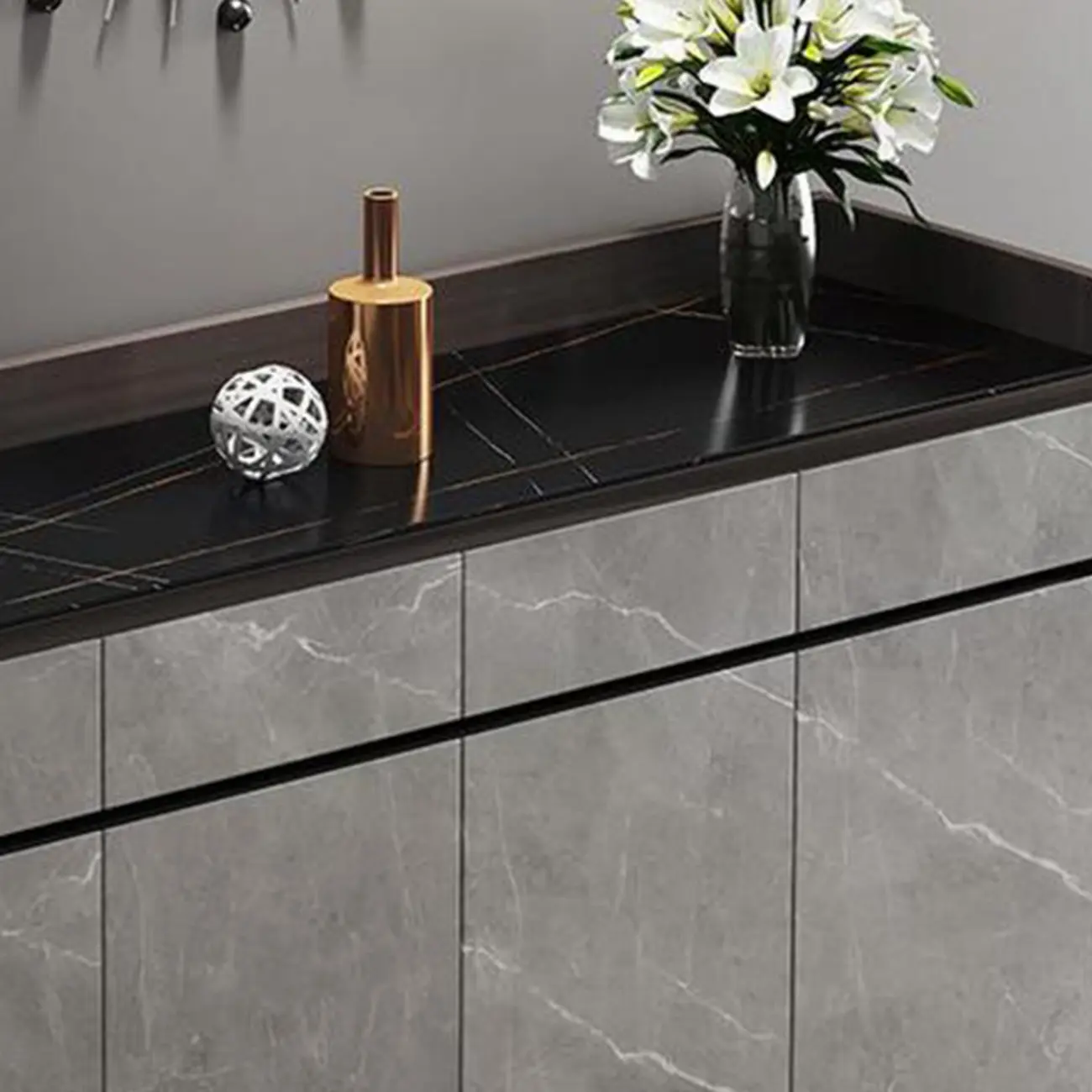 Modern Grey Wooden Shoe Cabinet Display Top Storage Image - 10 | homeyfad