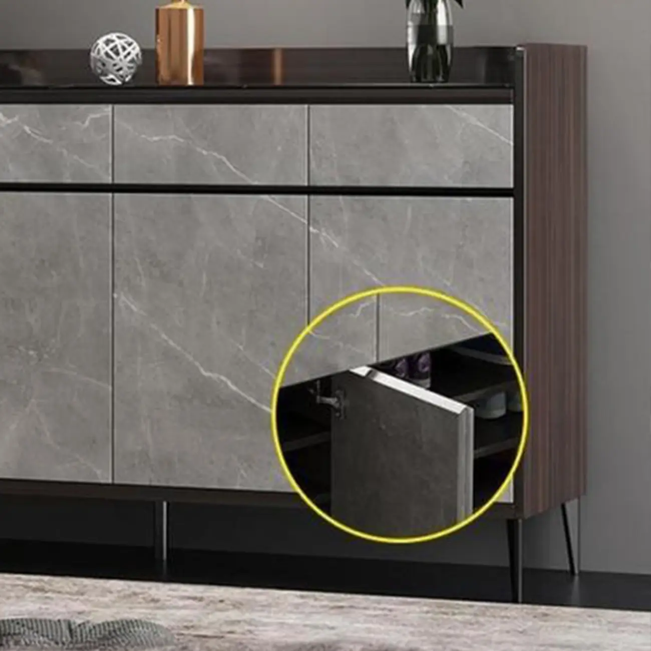 Modern Grey Wooden Shoe Cabinet Display Top Storage Image - 13 | homeyfad