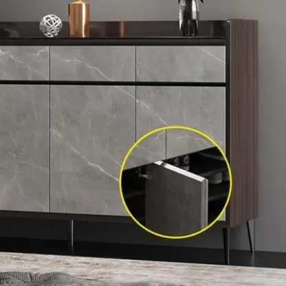 Modern Grey Wooden Shoe Cabinet Display Top Storage Image - 13
