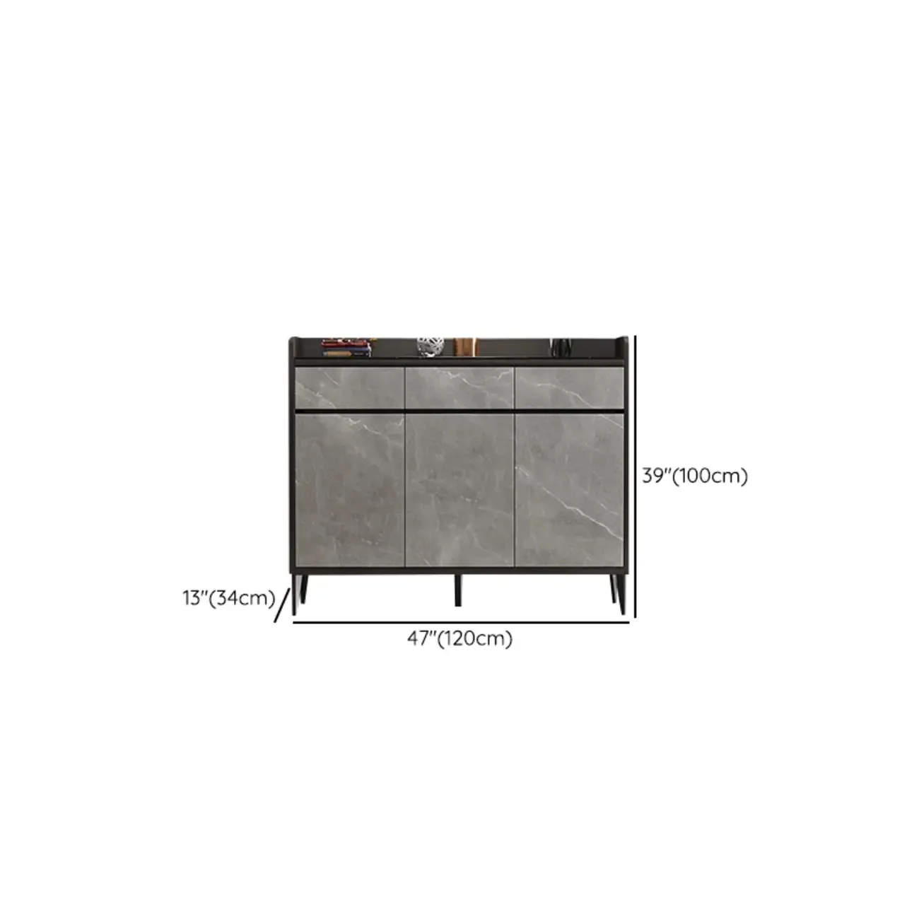 Modern Grey Wooden Shoe Cabinet Display Top Storage #size