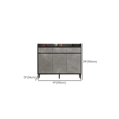 Modern Grey Wooden Shoe Cabinet Display Top Storage Image - 22