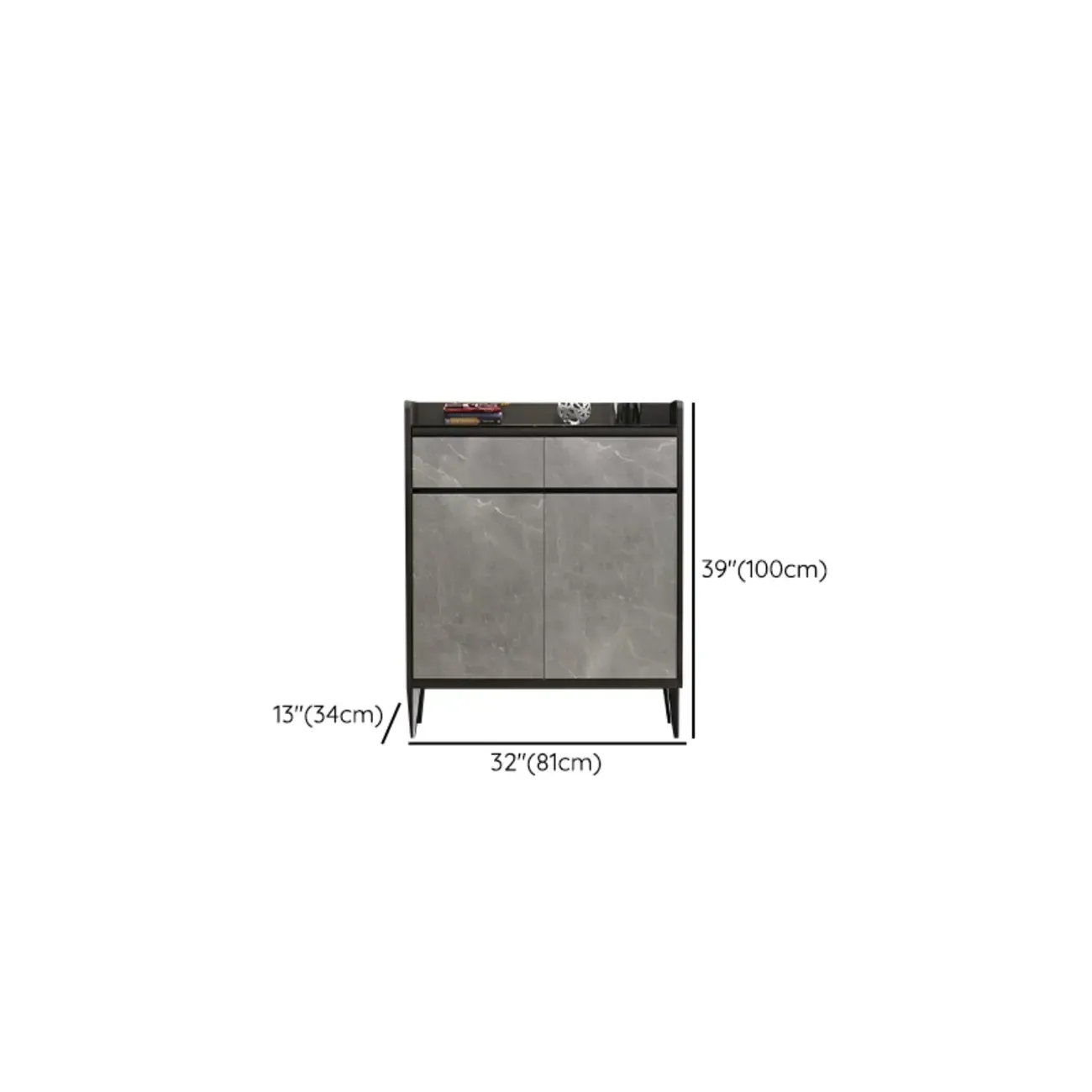 Modern Grey Wooden Shoe Cabinet Display Top Storage Image - 23