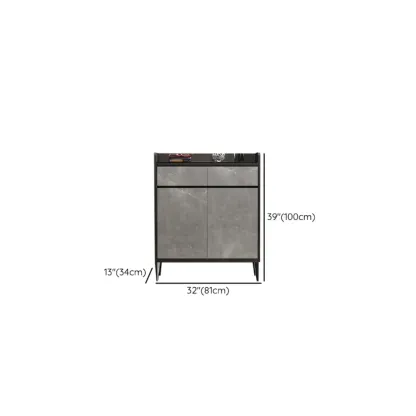 Modern Grey Wooden Shoe Cabinet Display Top Storage Image - 23