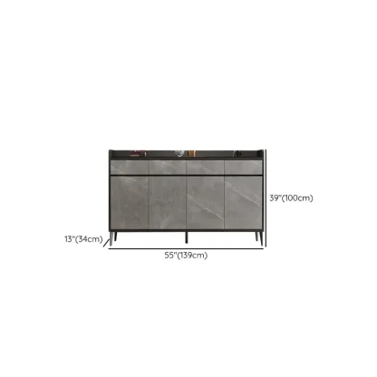 Modern Grey Wooden Shoe Cabinet Display Top Storage Image - 24