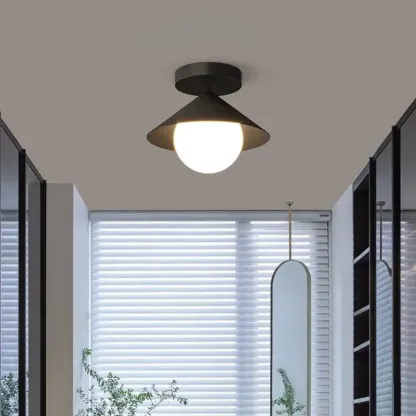 Modern Glass Semi-Flush Mount Ceiling Light for Home Image - 2