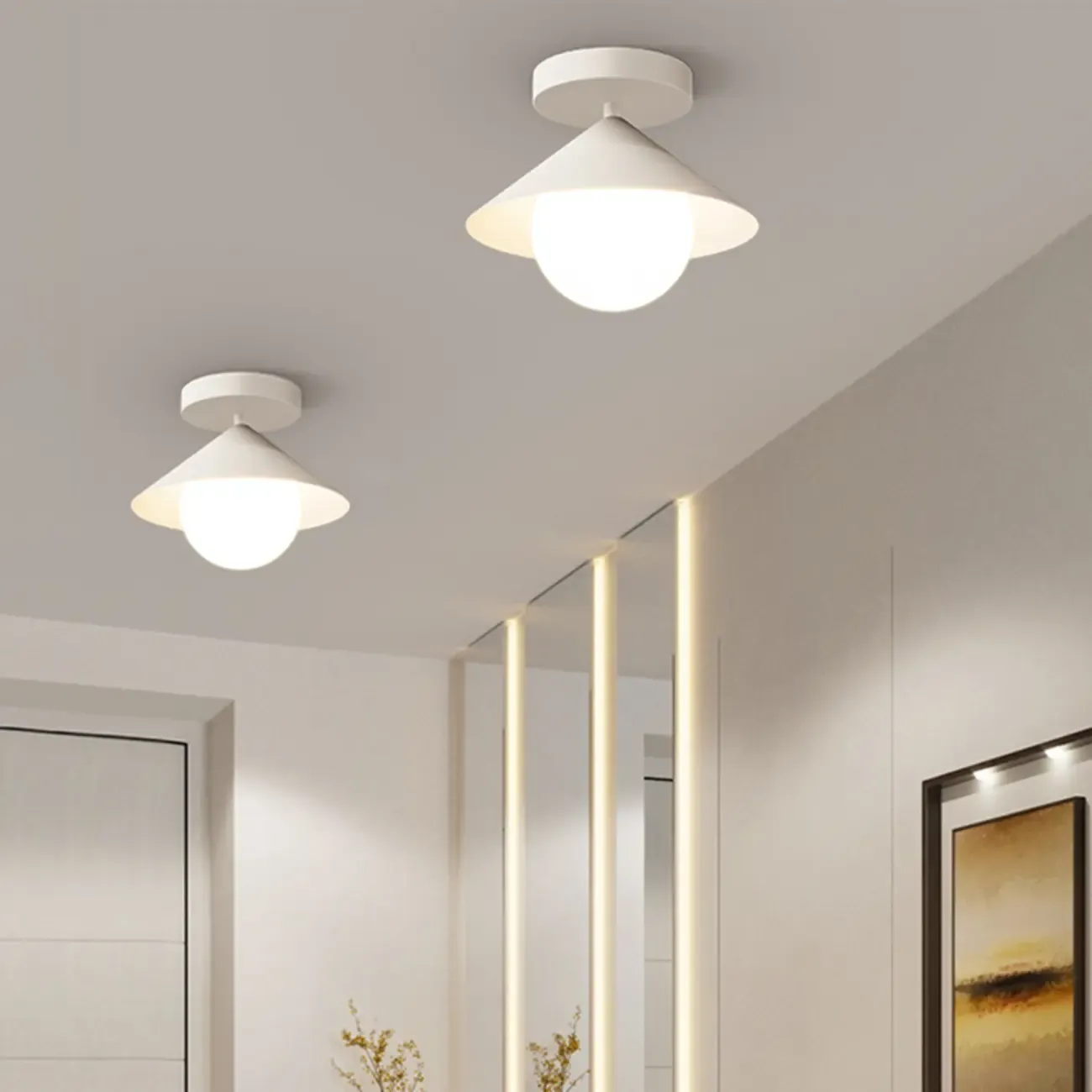 Modern Glass Semi-Flush Mount Ceiling Light for Home Image - 4