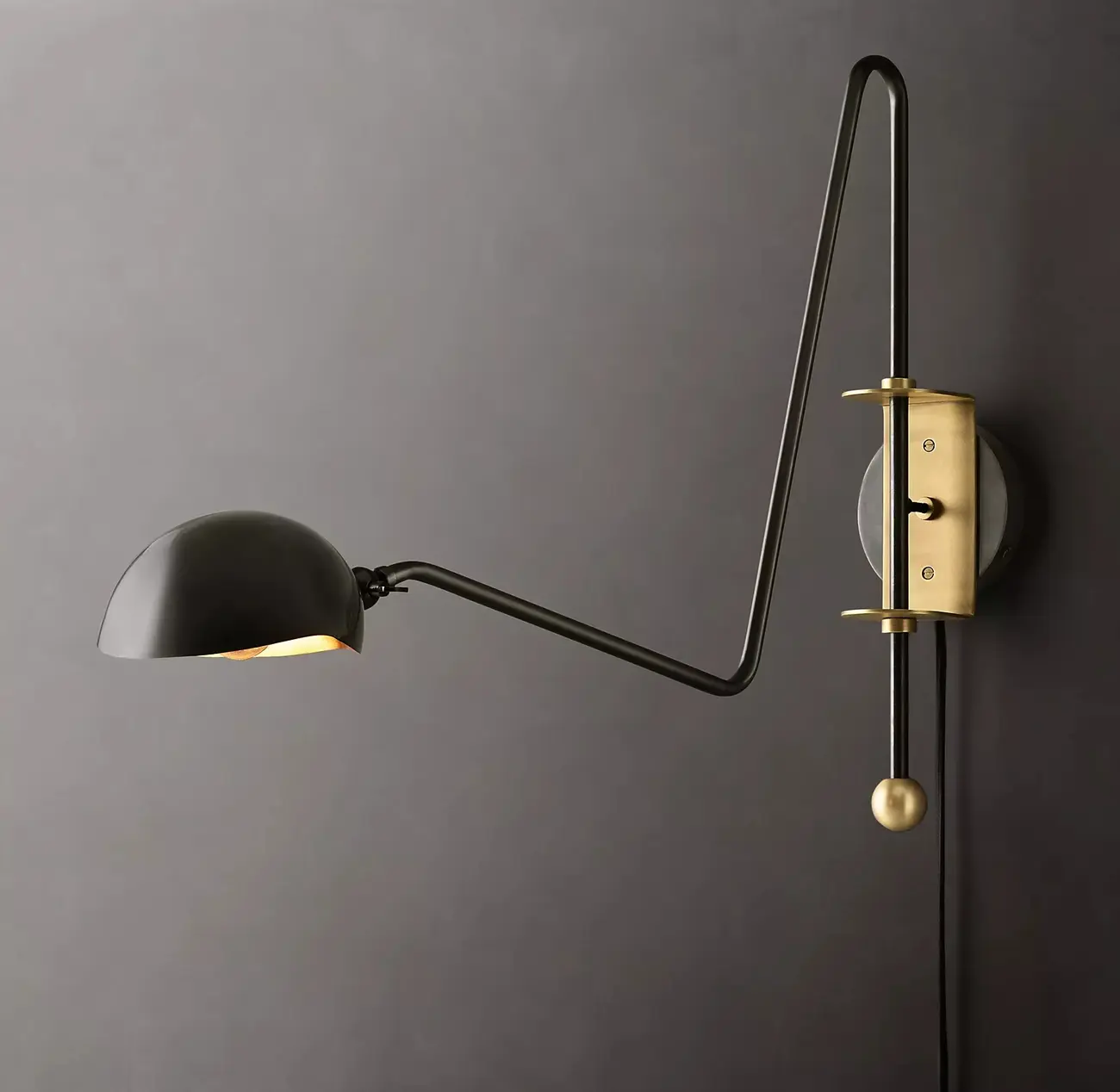 1-Light Copper Shade Swing Arm Wall Light Image - 2 | homeyfad