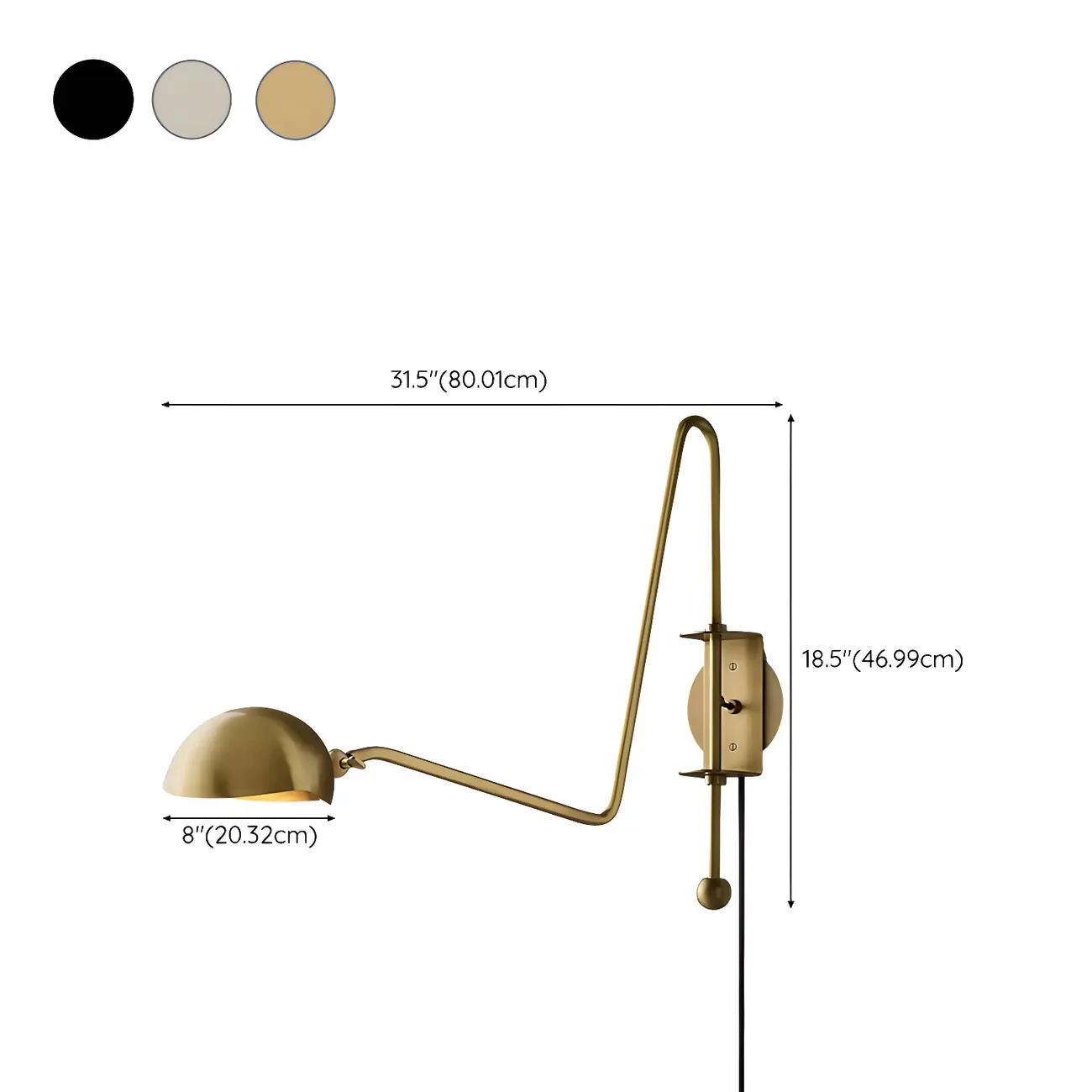 1-Light Copper Shade Swing Arm Wall Light #size | homeyfad