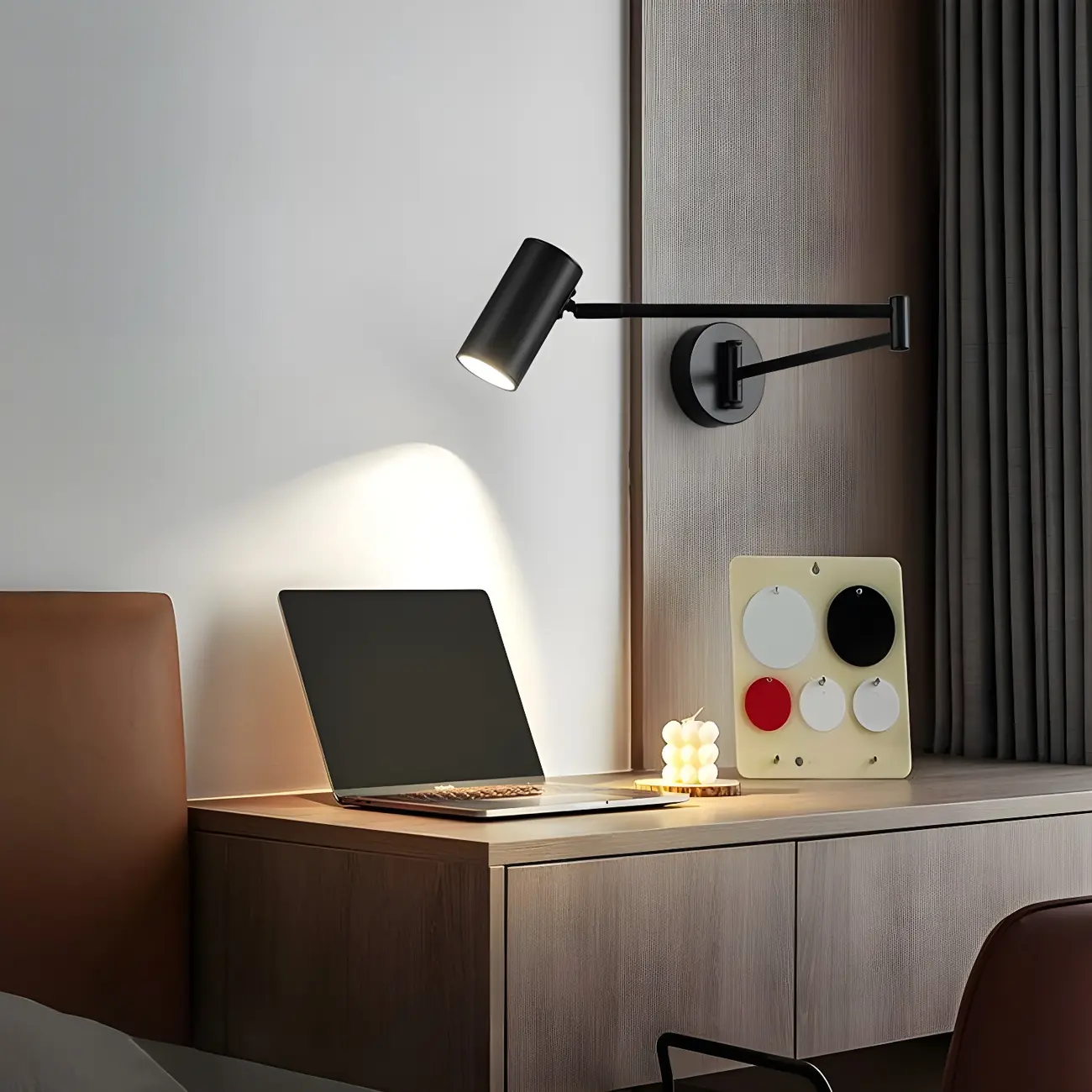 Minimalist Metal Cylindrical Swing Arm Wall Light Image - 1 | homeyfad