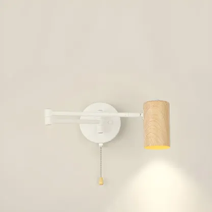 Minimalist Metal Cylindrical Swing Arm Wall Light Image - 3