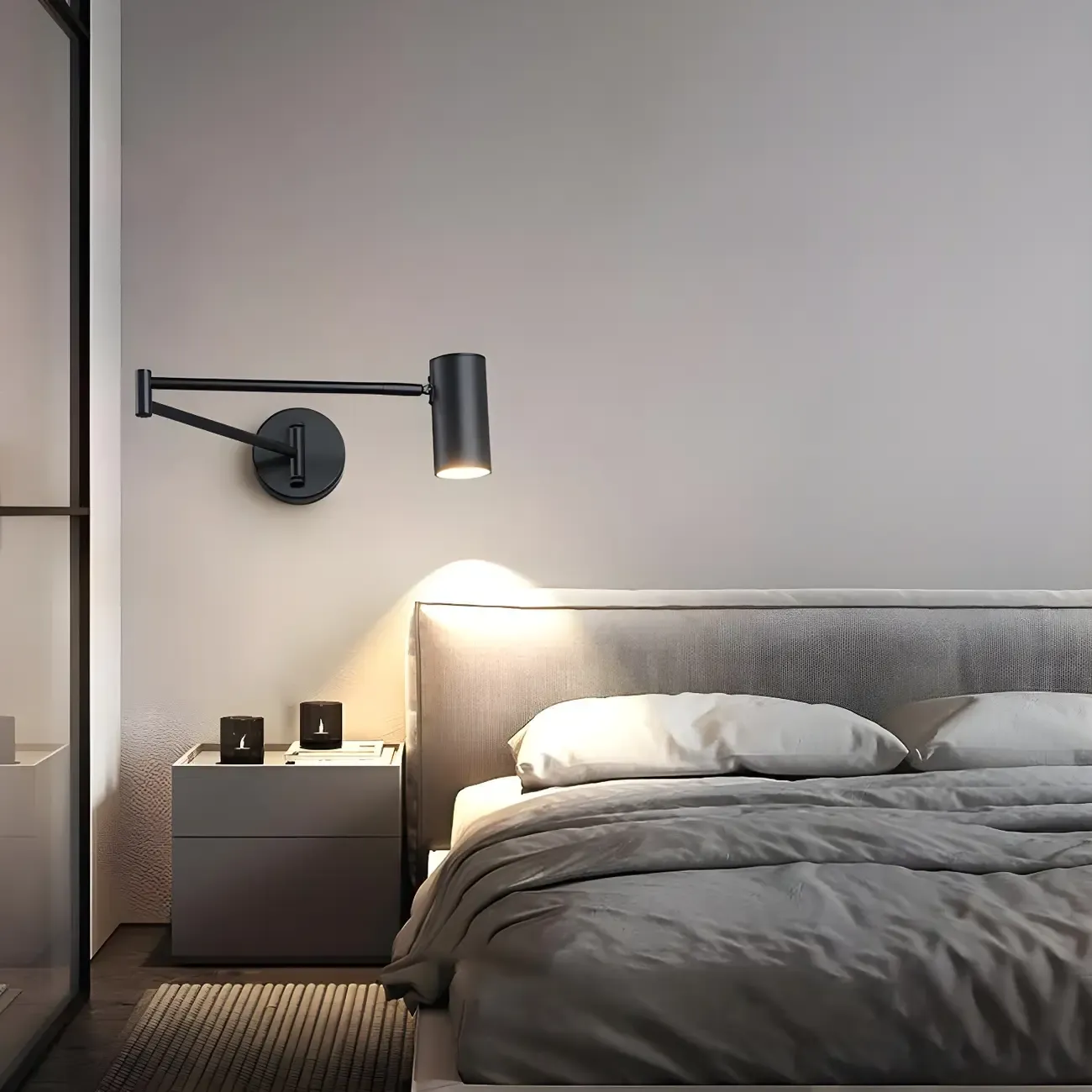 Minimalist Metal Cylindrical Swing Arm Wall Light Image - 7