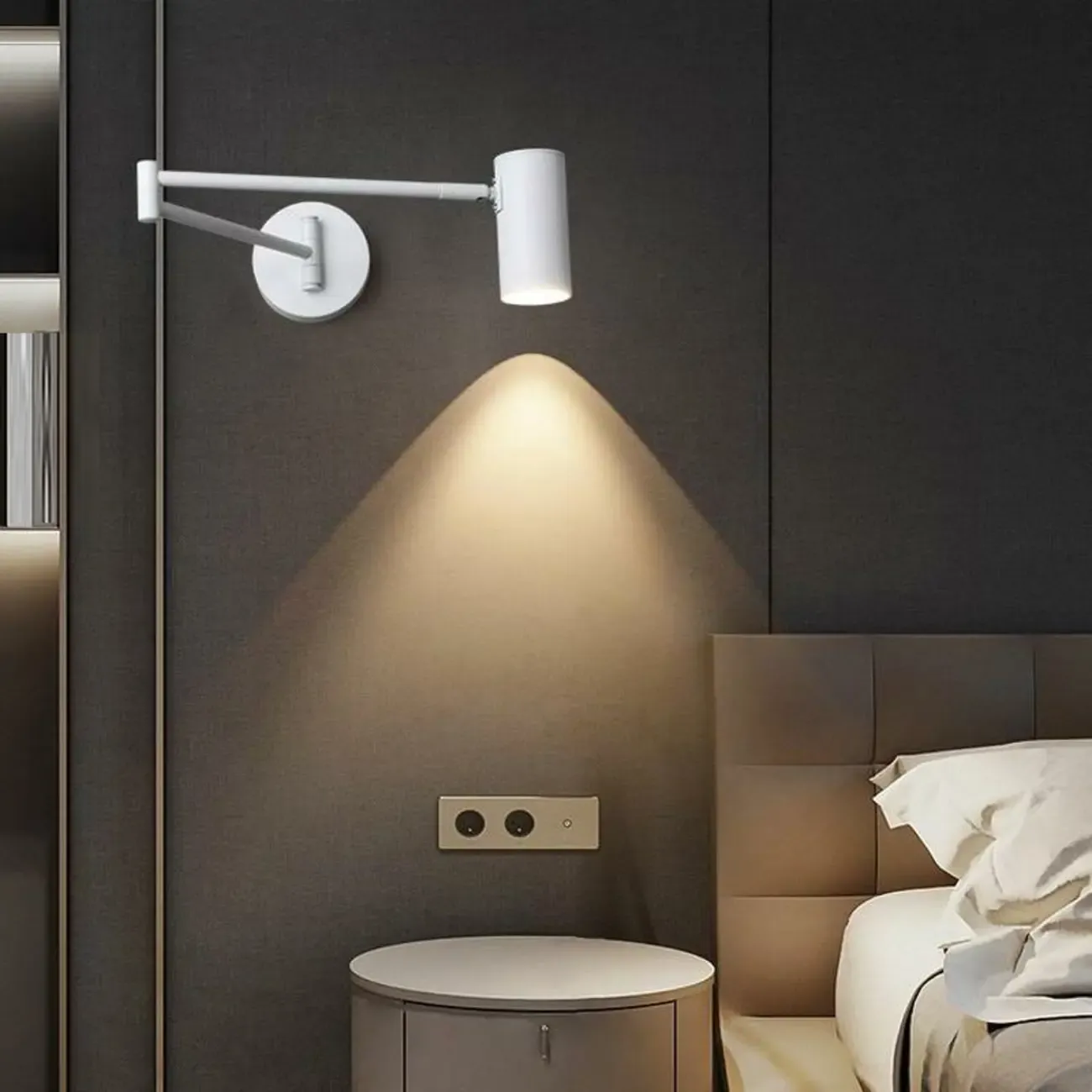 Minimalist Metal Cylindrical Swing Arm Wall Light Image - 2