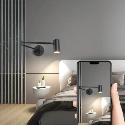 Minimalist Metal Cylindrical Swing Arm Wall Light Image - 9