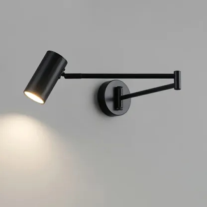 Minimalist Metal Cylindrical Swing Arm Wall Light Image - 16