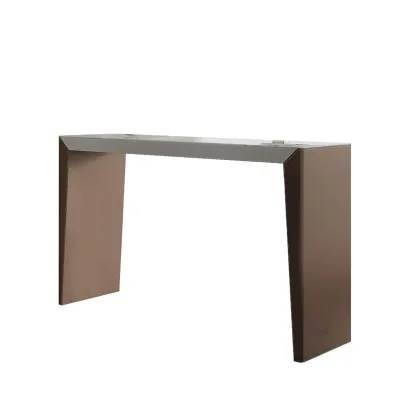 Stylish White Brown Stone Leather-Covered Leg Bar Tables Image - 2