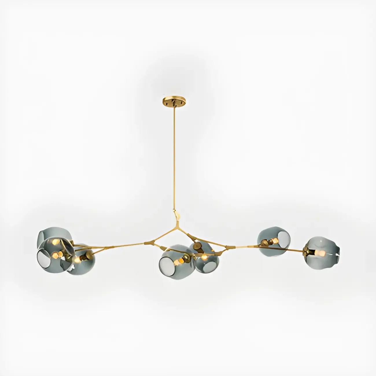 Industrial Sputnik Chandelier with Clear Blue Glass Globes Image - 3