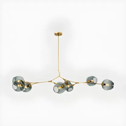 Industrial Sputnik Chandelier with Clear Blue Glass Globes Image - 3