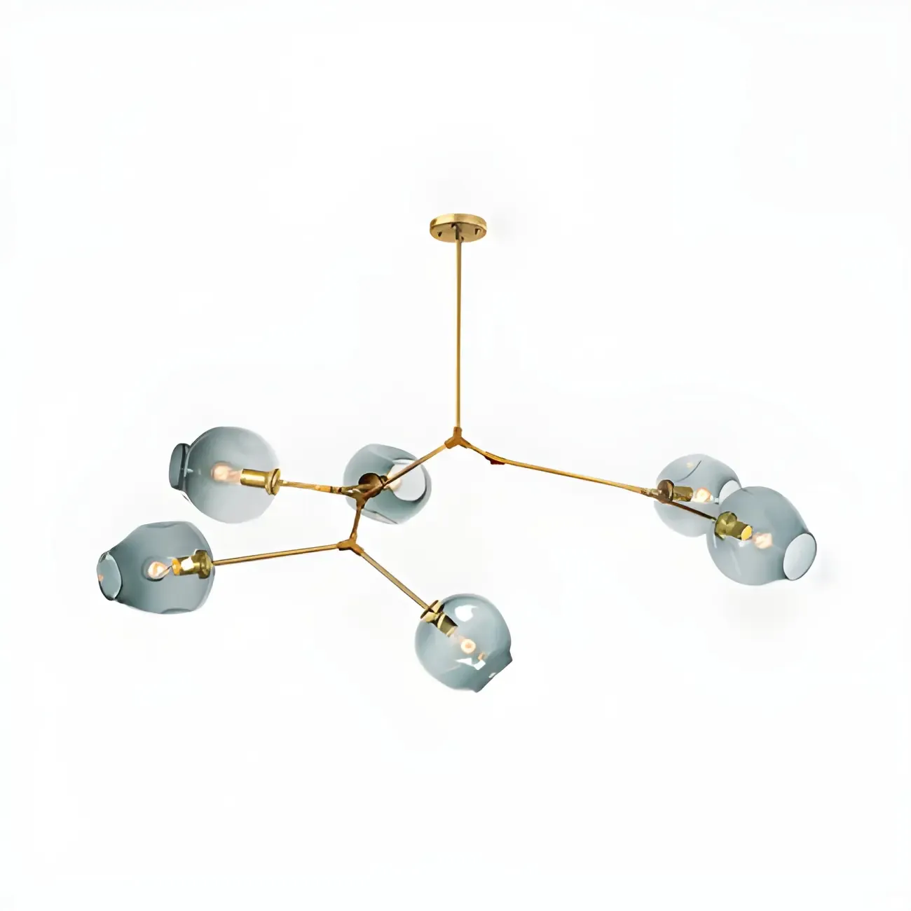 Industrial Sputnik Chandelier with Clear Blue Glass Globes Image - 4