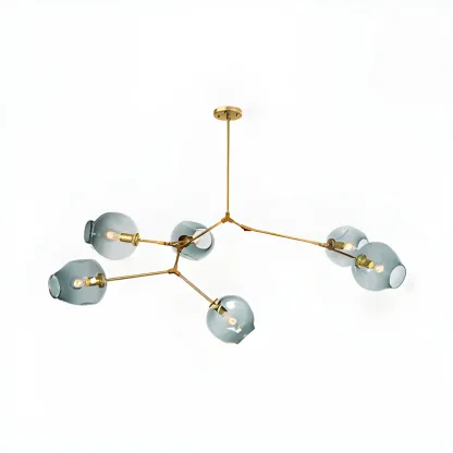 Industrial Sputnik Chandelier with Clear Blue Glass Globes Image - 4