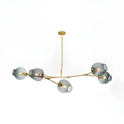 Industrial Sputnik Chandelier with Clear Blue Glass Globes Image - 5