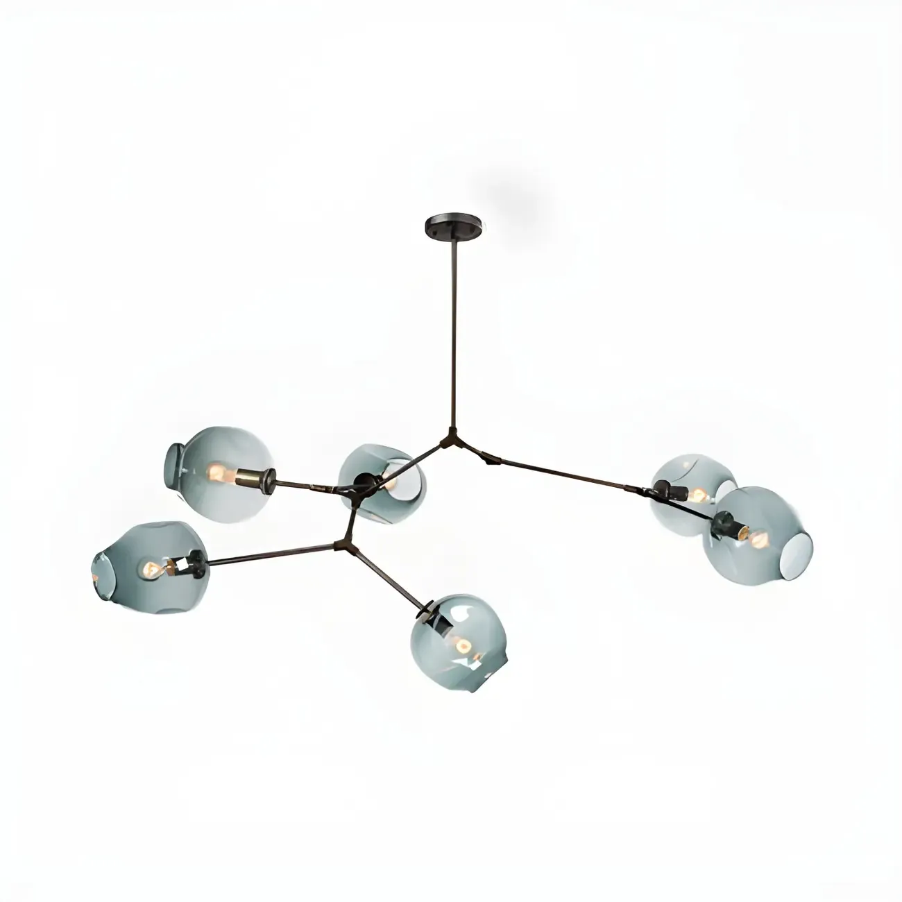 Industrial Sputnik Chandelier with Clear Blue Glass Globes Image - 8