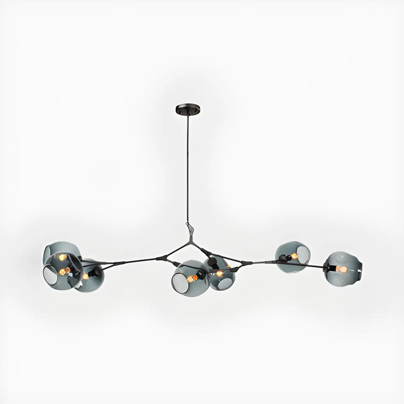 Industrial Sputnik Chandelier with Clear Blue Glass Globes Image - 9 | homeyfad