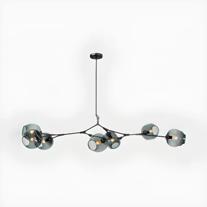 Industrial Sputnik Chandelier with Clear Blue Glass Globes Image - 9
