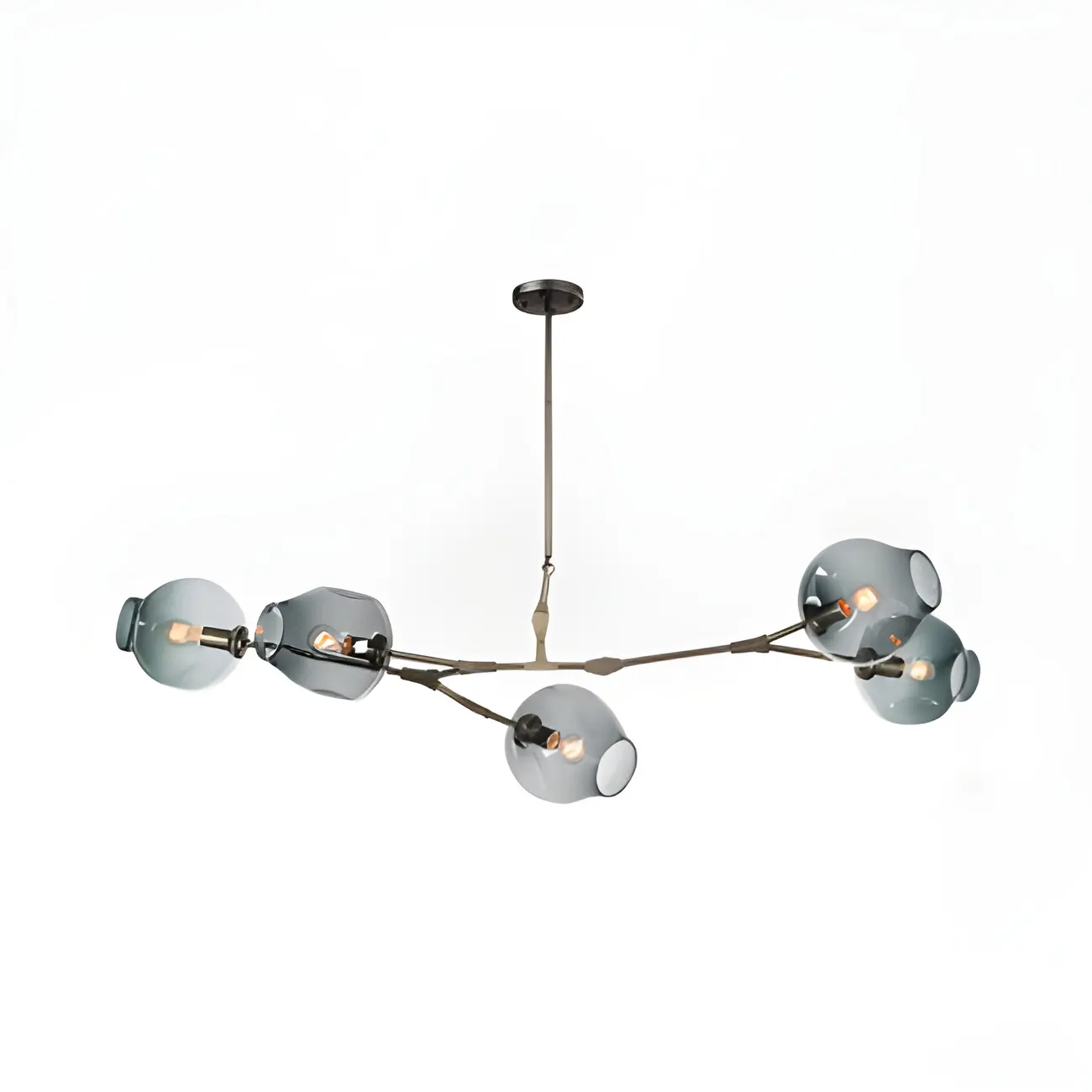 Industrial Sputnik Chandelier with Clear Blue Glass Globes Image - 10 | homeyfad