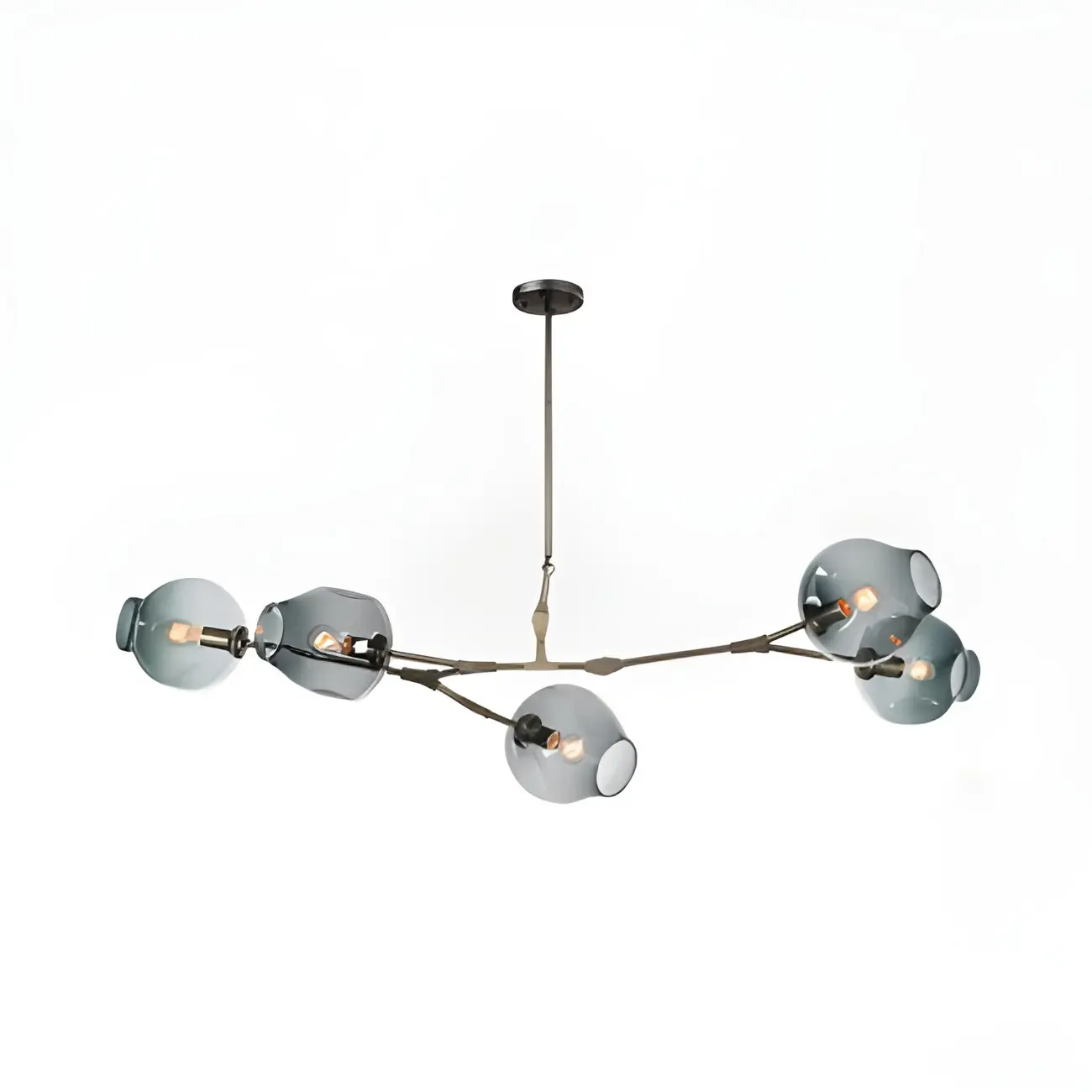 Industrial Sputnik Chandelier with Clear Blue Glass Globes Image - 10
