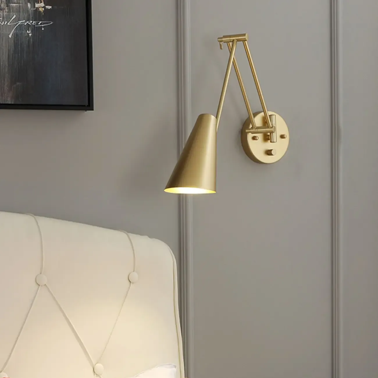 Natural Light Indoor Swing Arm Wall Sconce for Bedroom Decor Image - 5